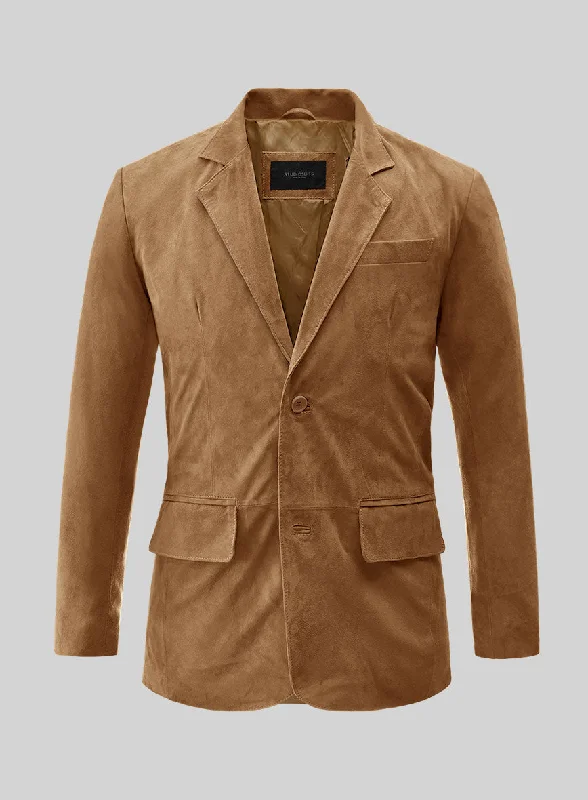 Jogging Suits Oak Brown Suede Leather Blazer