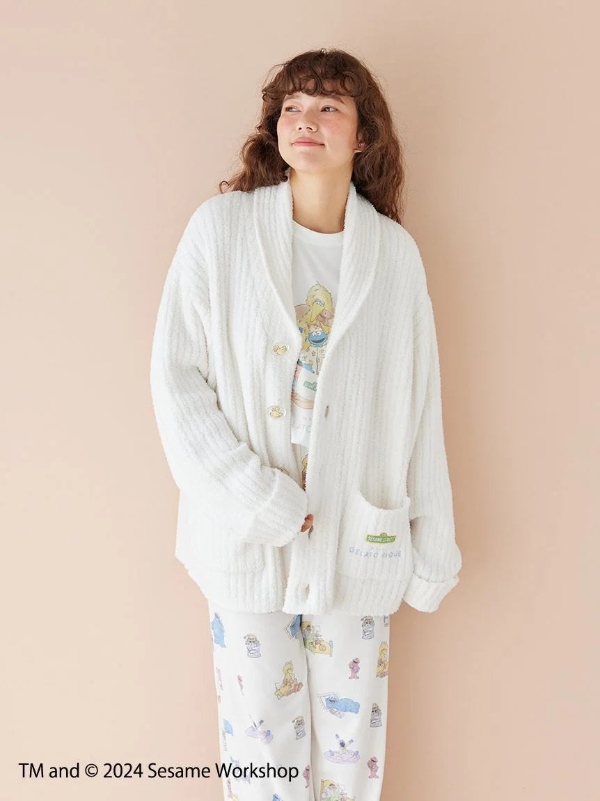 Sleek Pants 【SESAME STREET】【UNISEX】 Powder Motif Jacquard Shawl Cardigan