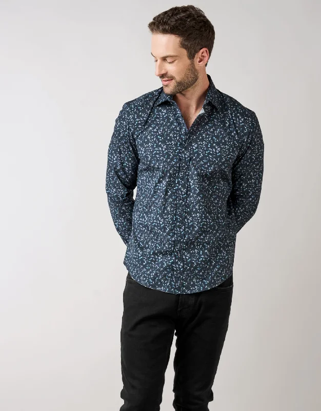 Stylish Casuals Banks Navy Floral Print Shirt