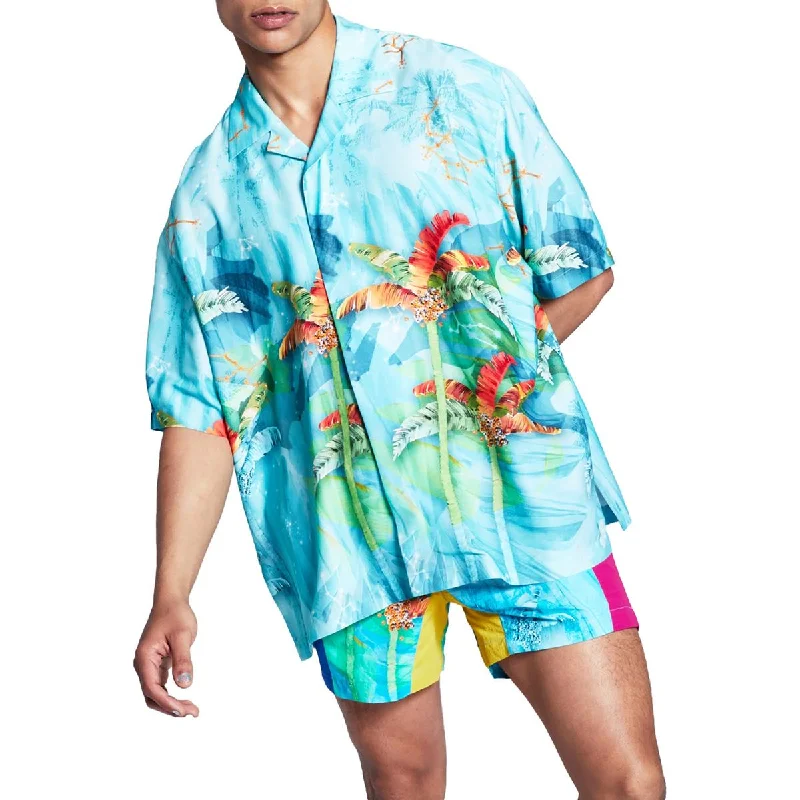 Comfort Tops And Now This Mens Collared Printed Hawaiian Print Shirt