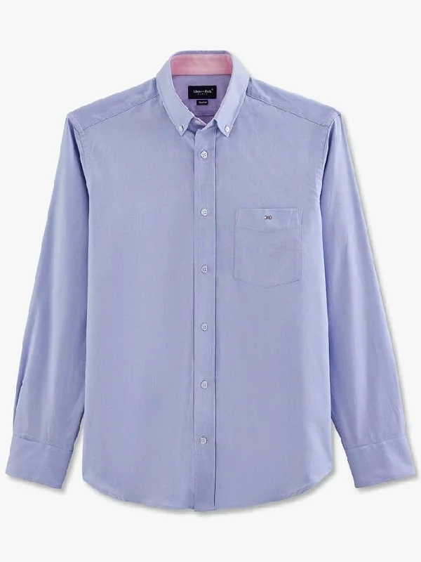 Everyday Suits BLUE LONG SLEEVE SHIRT WITH PINK TRIM