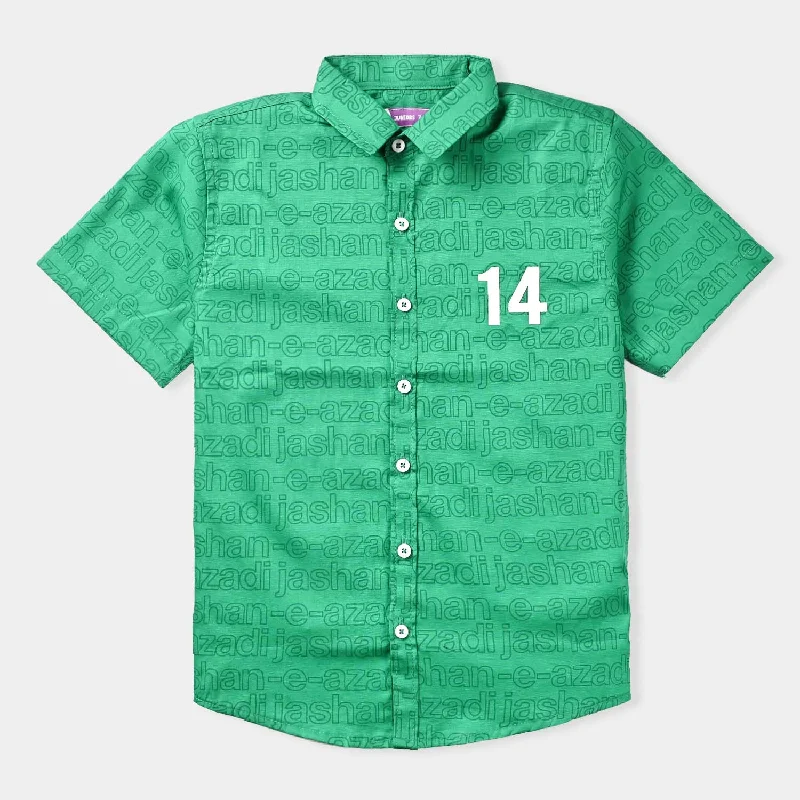 Sporty Accessories Boys Cotton Poplin Casual Shirt H/S (14-Azadi)-Green