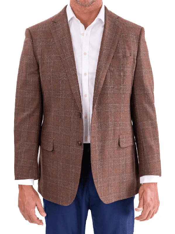 Smart Tops Blujacket Men's Brown Plaid Loro Piana Wool Regular Fit Blazer Sportcoat