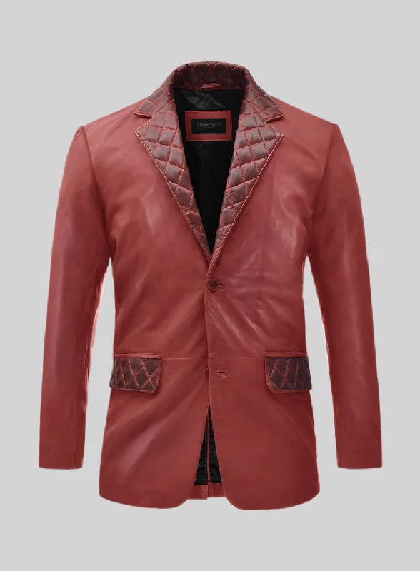 Relaxed Sweaters Harper Burnt Red Leather Blazer