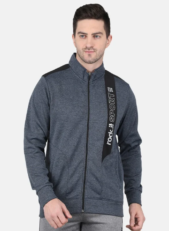 Rain Jackets Men Grey Printed Sweatshirt