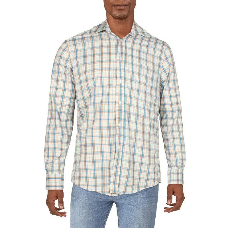 Printed Jackets Club Room Mens Woven Collared Button-Down Shirt