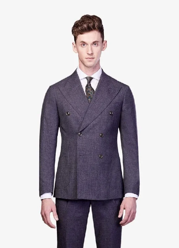 Suede Jackets Grey Double Breasted Suit