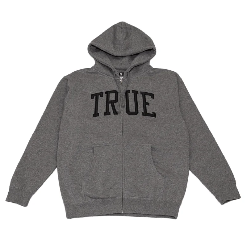 Cozy Hoodies Men's True Arched Zip Hoodie Grey/Black