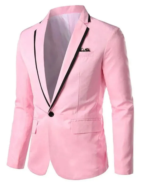 Sporty T-shirts Pink Slim Fit Men Blazer