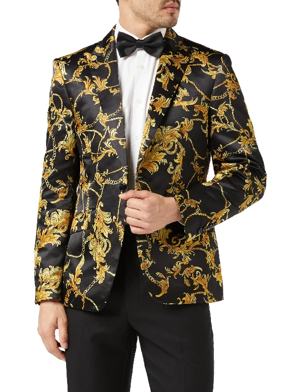 Smart Designs Gold Floral Brocade Print Blazer