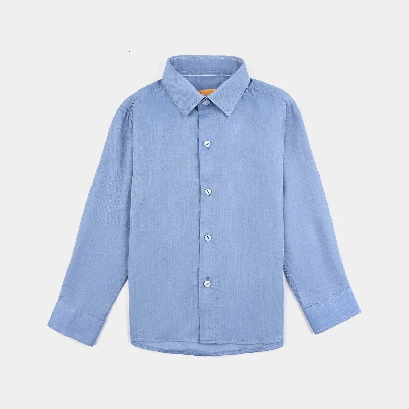 Casual Footwear Boys Chambray Formal Shirt-Blue