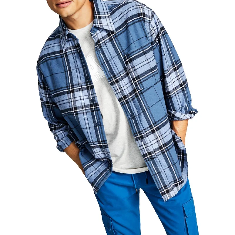 Military Jackets And Now This Mens Flannel Plaid Button-Down Shirt