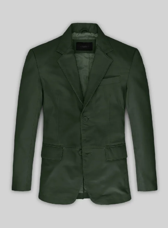 Classic Coats Soft Deep Olive Leather Blazer