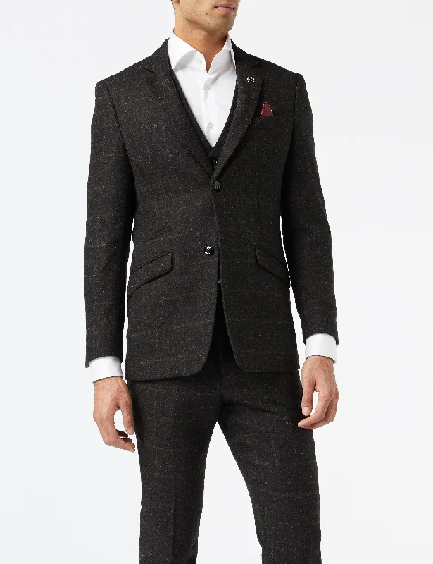 Fashionable Hoodies HERRINGBONE TWEED GREY BLACK CHECK JACKET & WAISTCOAT