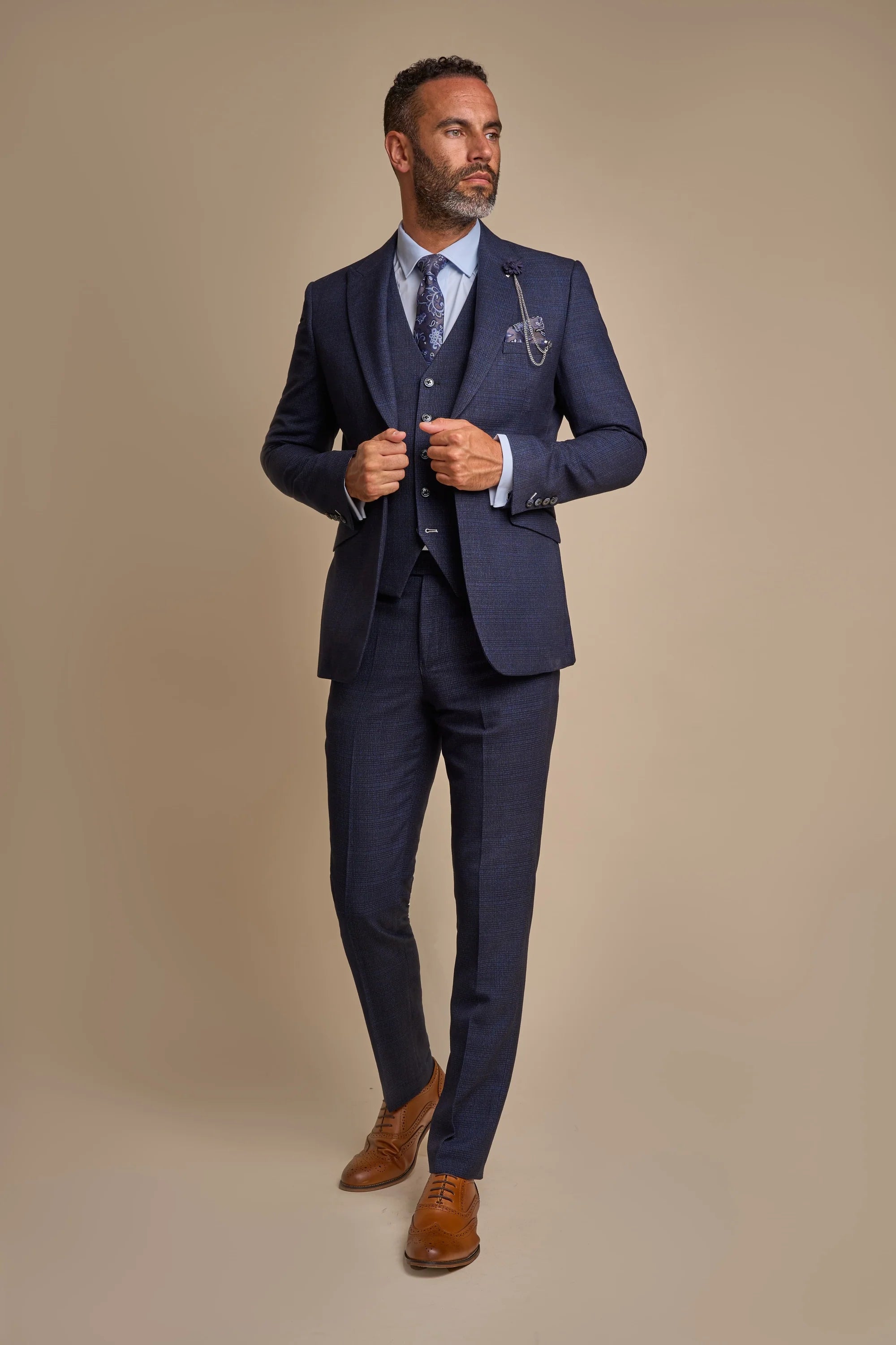 Minimalist Jackets Cavani Caridi Three Piece Navy Suit