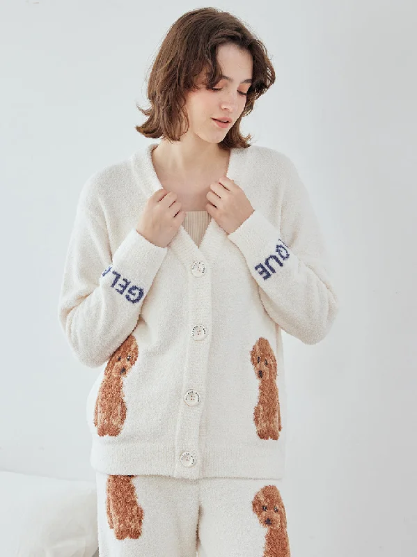 Smart Accessories Unisex Toy Poodle Jacquard  Button-Up Cardigan