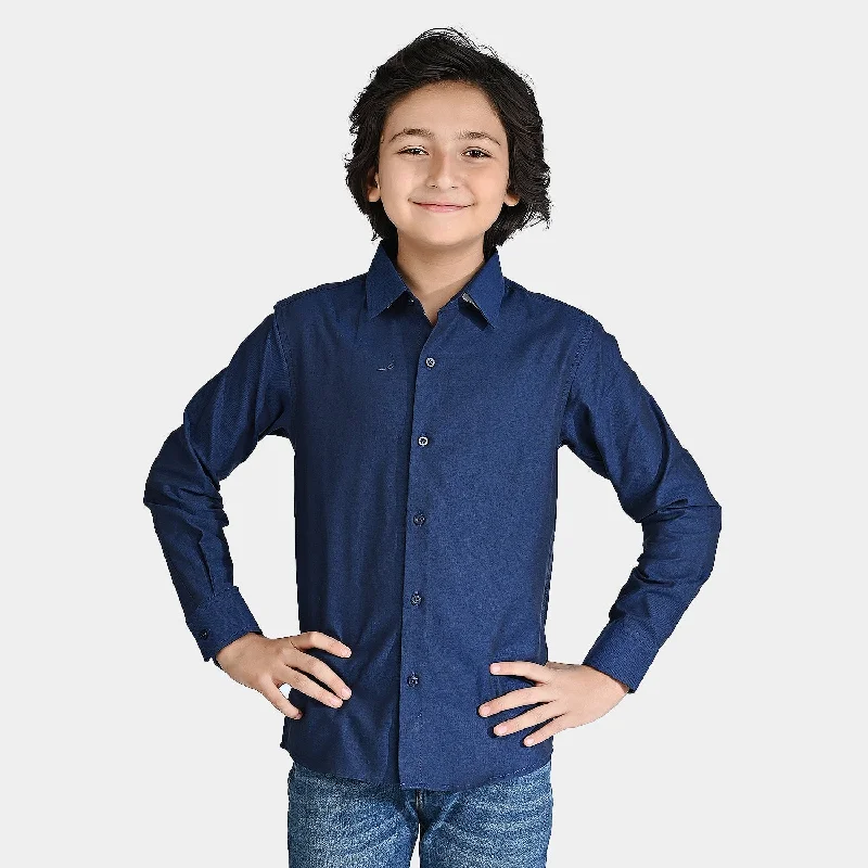 Sporty T-shirts Boys Oxford Formal Shirt-D/Blue