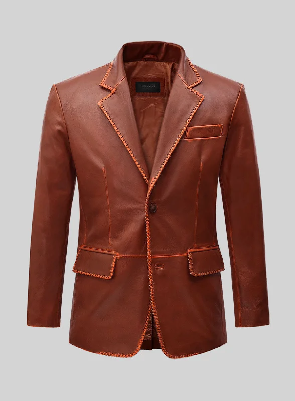 Sporty Bottoms Rubbed Tan Brown Medieval Leather Blazer