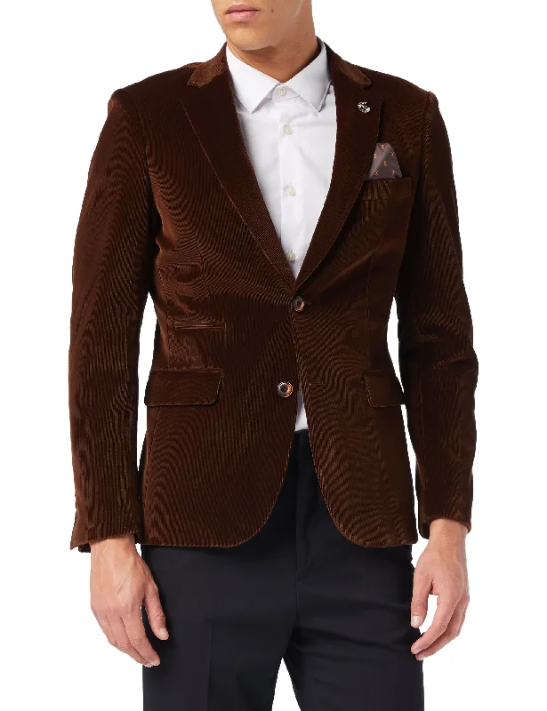 Sporty Accessories MATTHEW - Brown Corduroy Blazer Jacket