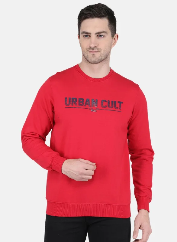 Classic Pieces Men Red Solid Sweatshirt