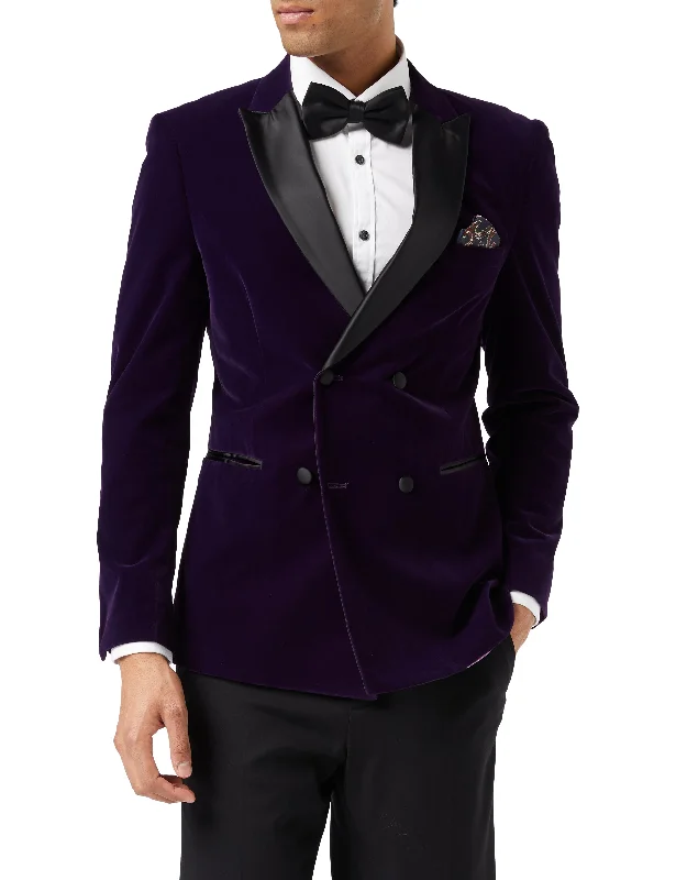 Weekend Tops SMITH - Purple Soft Velvet Dinner Jacket