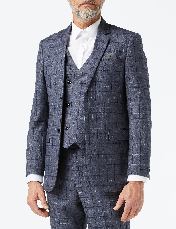 Warm Jackets HECTOR - GREY WINDOWPANE CHECK JACKET & WAISTCOAT