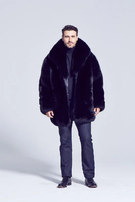 Modern Pants Men's Derek Black Fox Fur Jacket