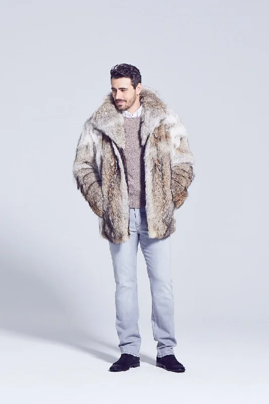 Sleek Outerwear Men's Derek Coyote Fur Jacket