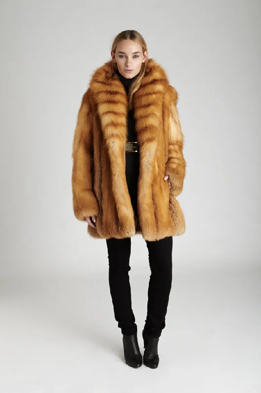 Warm Outerwear Sadie Red Fox Fur Jacket