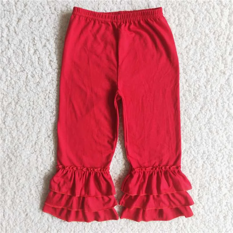 Dapper Suits A14-23 Red Triple Layer Ruffle Trousers Cotton