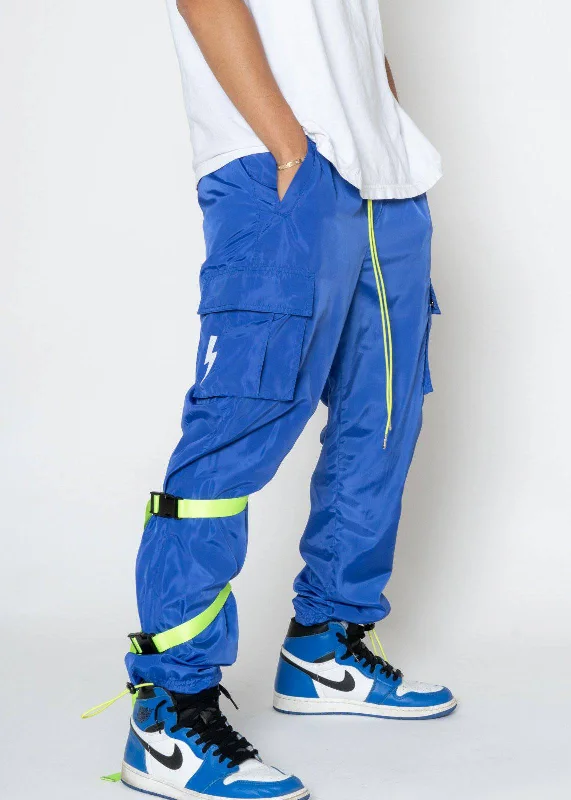 Dapper Suits Blank State Men's Swishy Utility Cargo Pants in Royal Blue