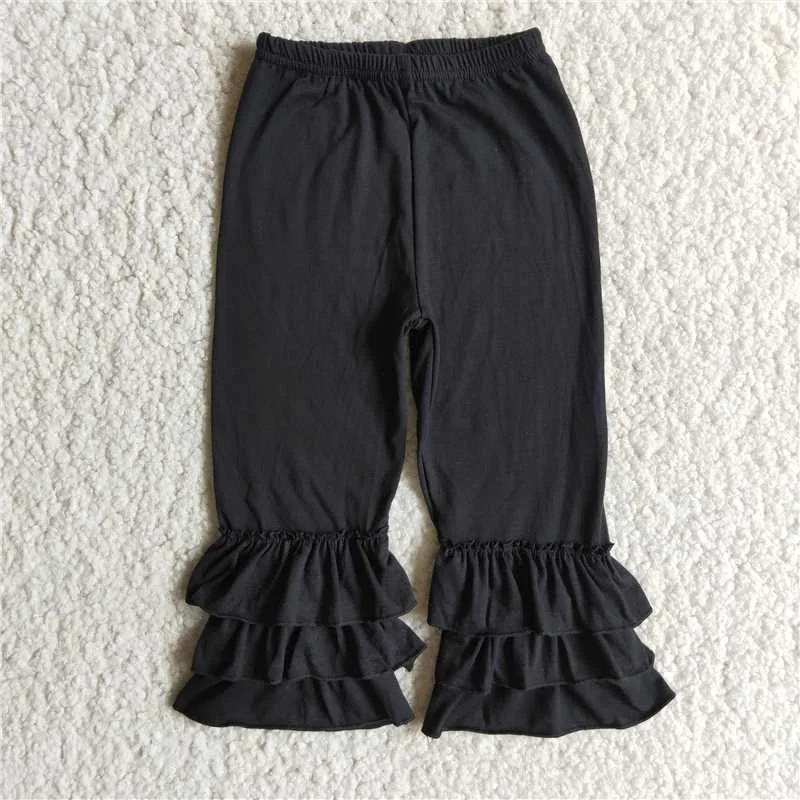 Designer Ties C6-12 Black Triple Layer Ruffle Trousers Cotton