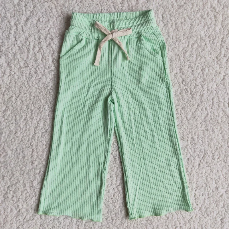 Casual Fashion cotton fabric  light green long pants