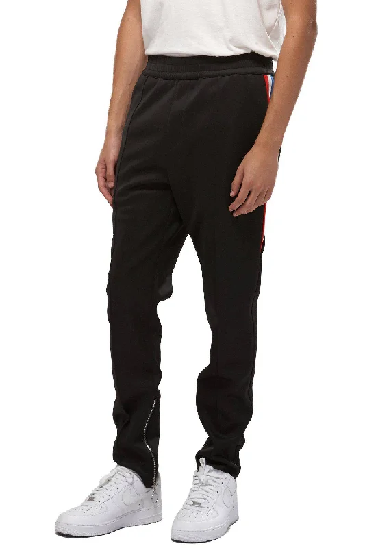 Casual Fashion Konus Men's Track Pants With Knit Tape detail in Black