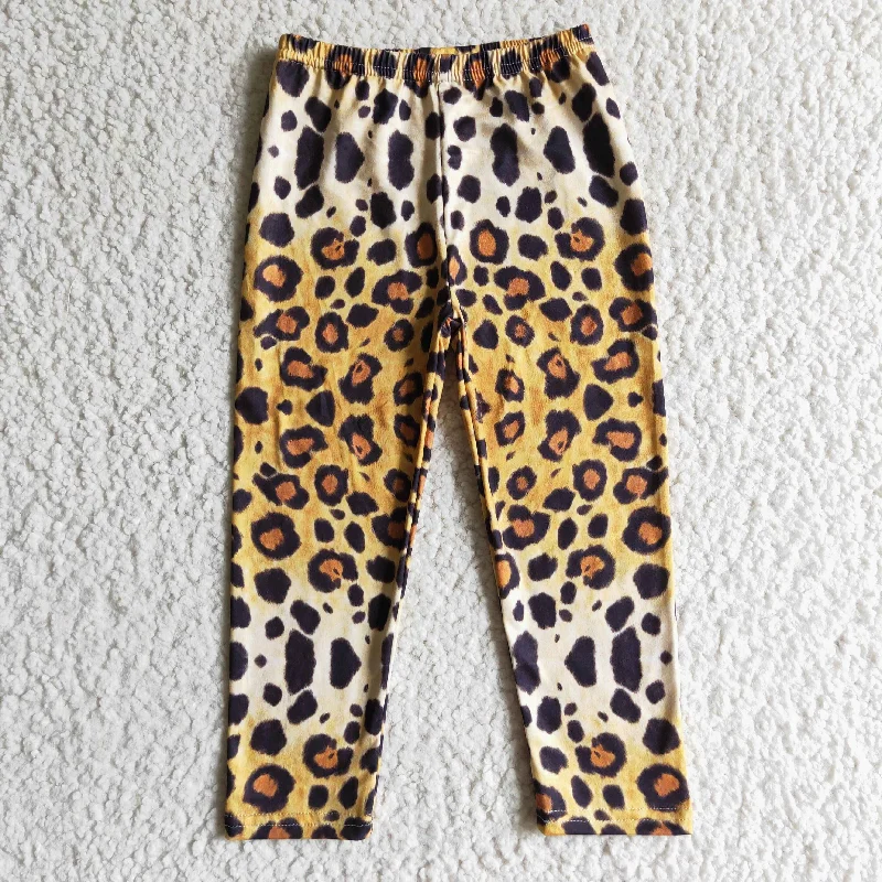 Suede Jackets P0012 Girls Long Pants  Leopard Trousers Pants