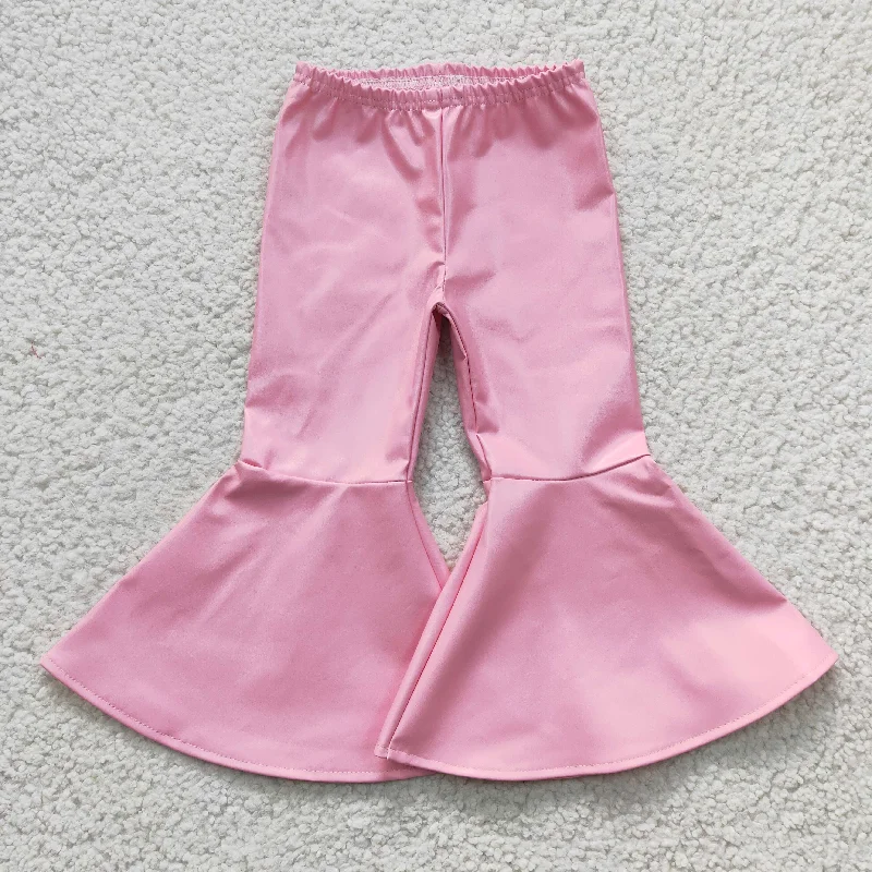 Button-down Shirts P0049 Pink Flared Leather Pants