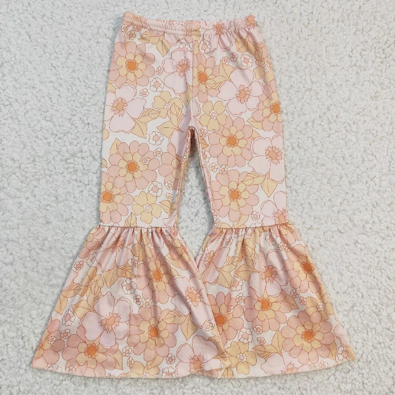 High-neck Sweaters Orange Floral Milk Silk Trousers