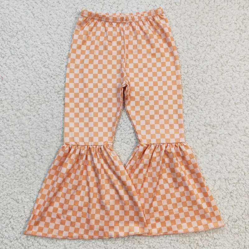 Hiking Boots P0057 Orange Plaid Milk Silk Trousers