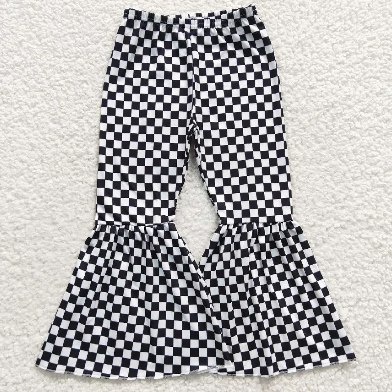 Cool Outerwear P0146 Black and white checkered milk silk trousers