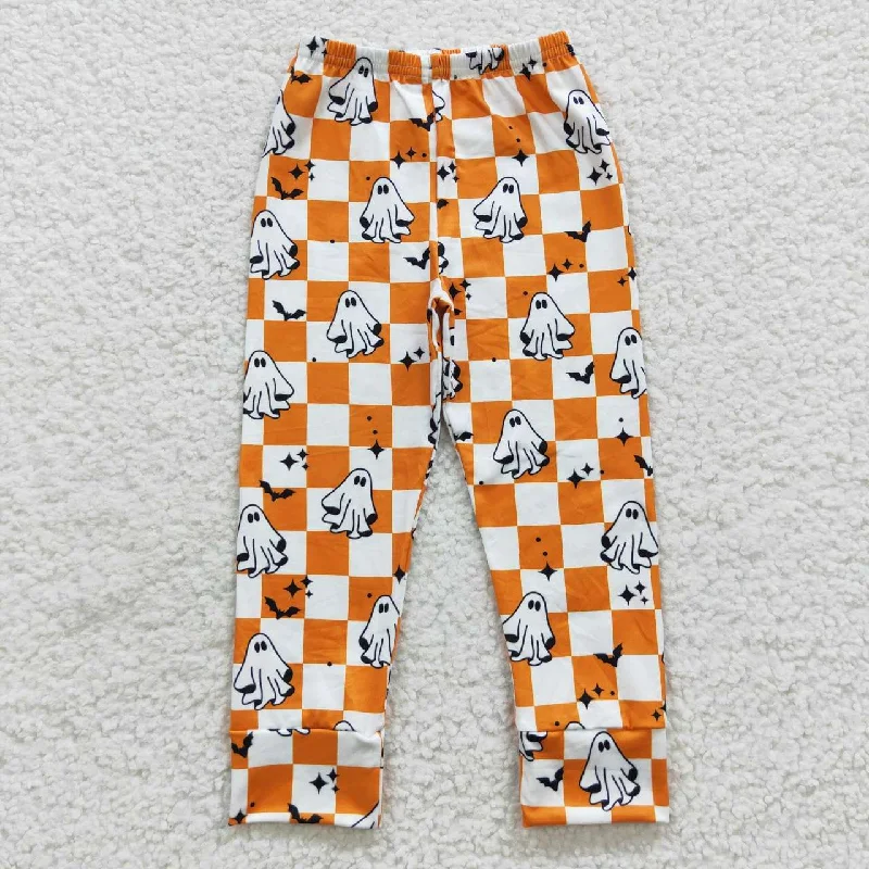 Street Styles P0167 Ghost Bat Orange Plaid Boys Trousers