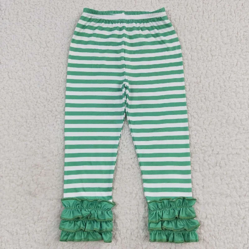 Smart Jeans P0175 Green and white striped lace trousers