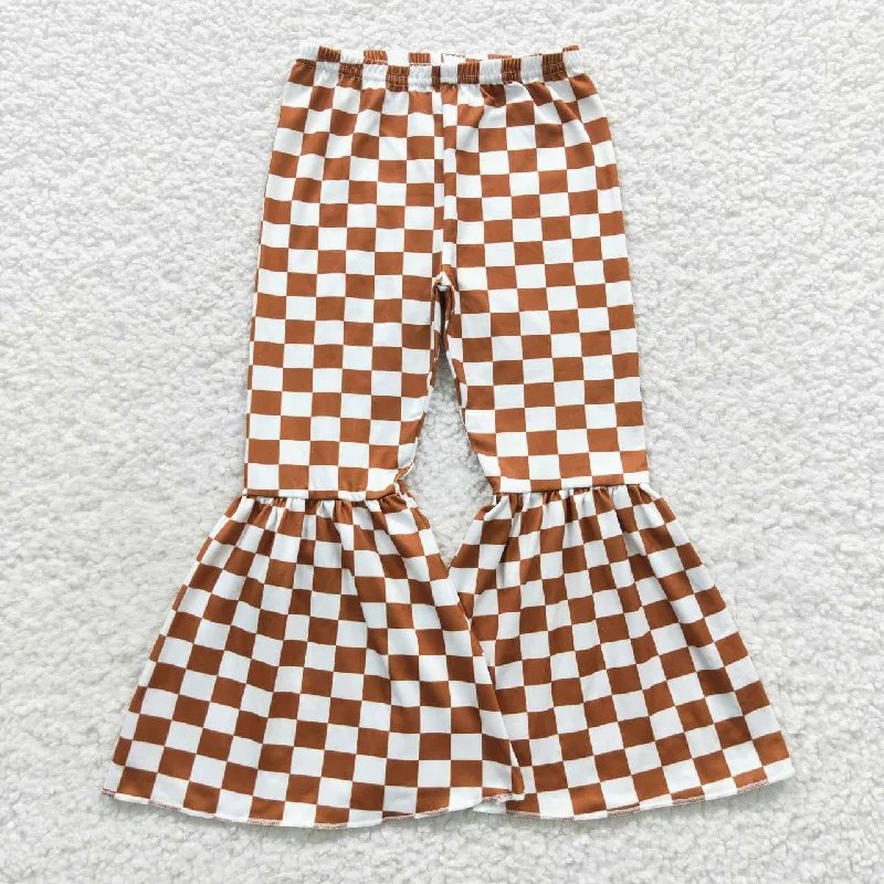 Warm Outerwear P0204 White Brown Plaid Milk Silk Trousers